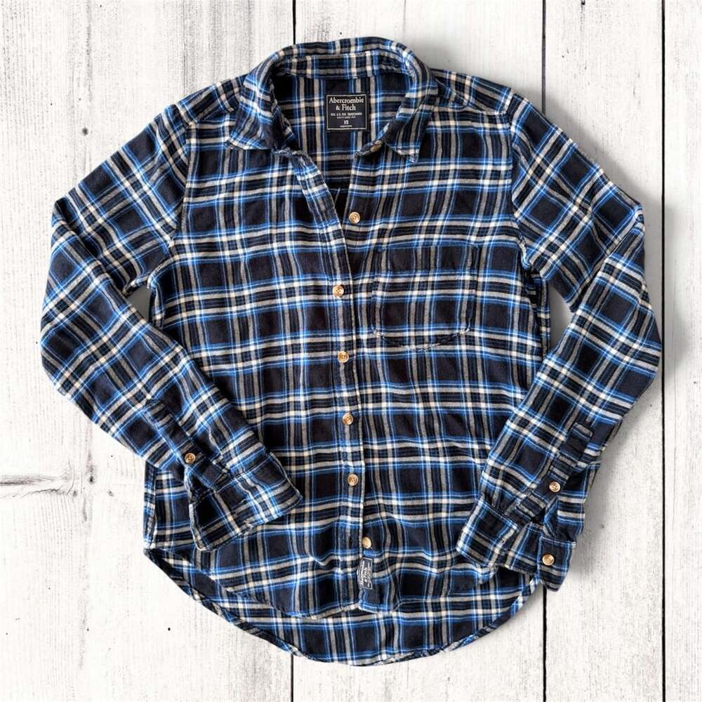 Abercrombie & Fitch Flannel Shirt Size XS Blue Plaid